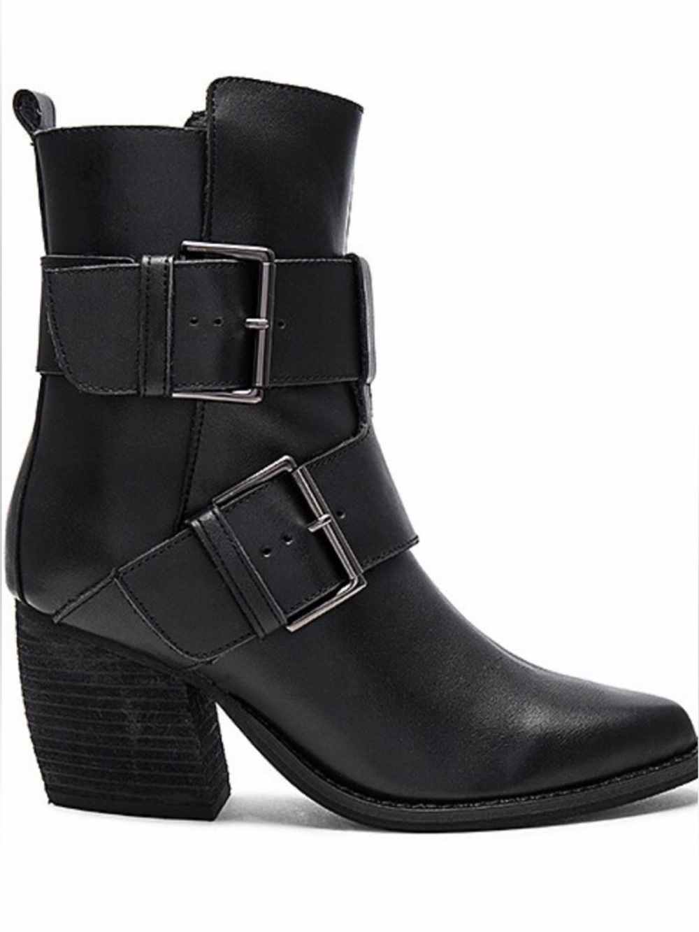 Urge Tame Booties black Leather pointed Toe Buckle Western Biker Size 41